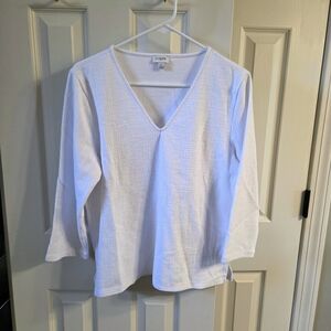 J. Crew Factory White V-Neck Textured Women's Top NWOT